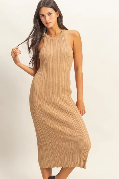 Get trendy with Bodycon Ribbed Knit Dress - Dress available at Styles Code. Grab yours today!
