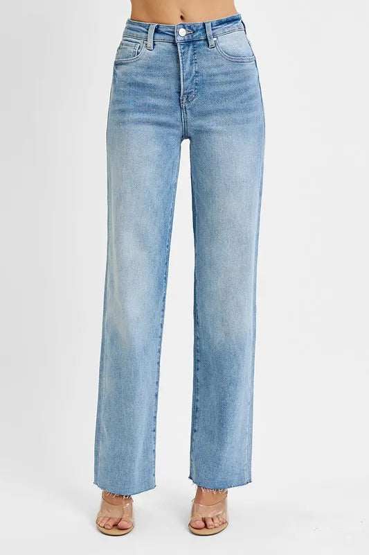 Get trendy with Tummy Control Rise Straight Jeans - Jeans available at Styles Code. Grab yours today!