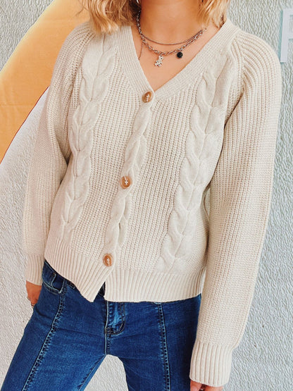 Get trendy with Cable-Knit V-Neck Cardigan - Cardigans available at Styles Code. Grab yours today!