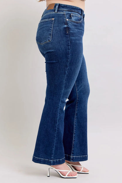 Get trendy with High Rise Flare Jeans Plus Size - Jeans available at Styles Code. Grab yours today!