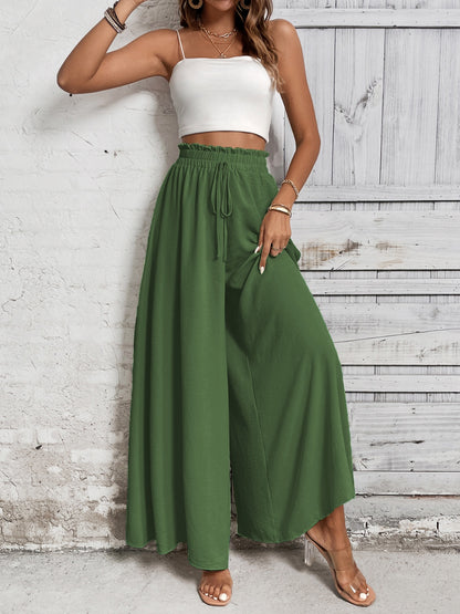 Get trendy with Honey Tied High Waist Wide Leg Pants - Pants available at Styles Code. Grab yours today!