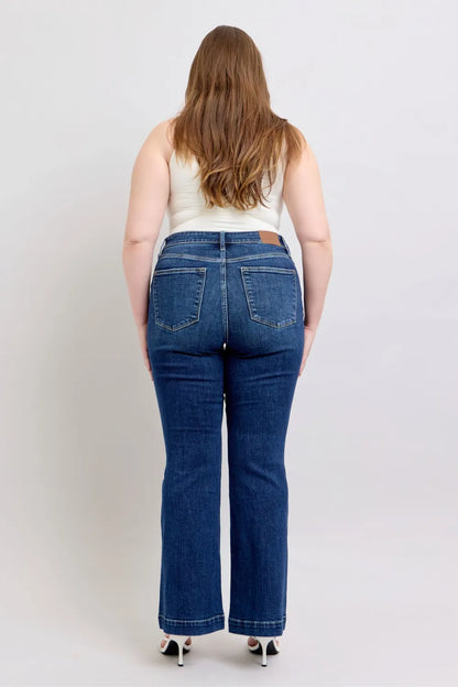 Get trendy with High Rise Flare Jeans Plus Size - Jeans available at Styles Code. Grab yours today!