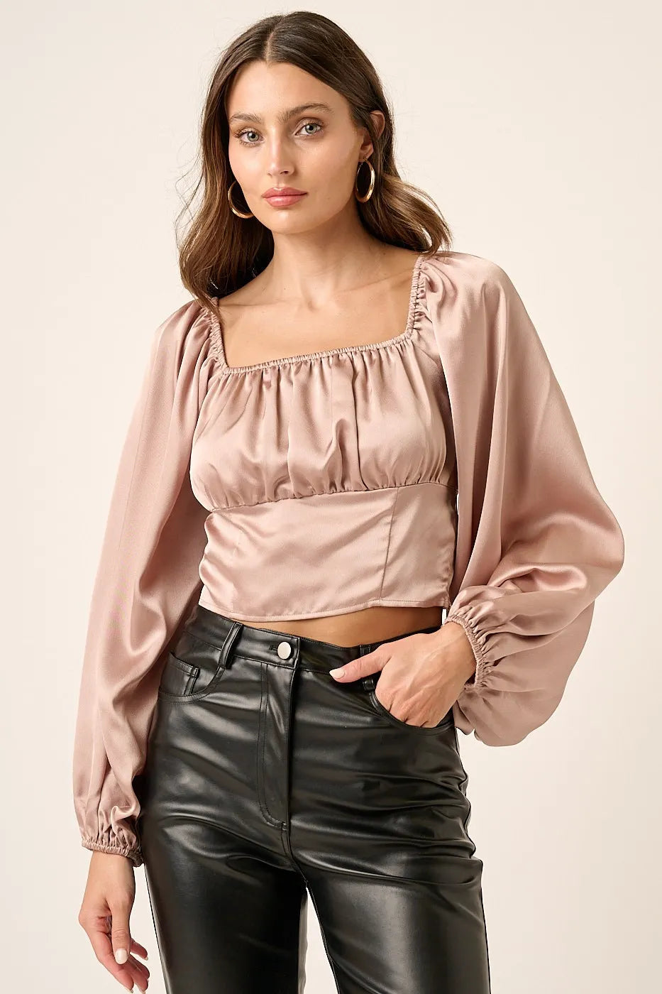 Get trendy with Satin Square Neck Top - Top available at Styles Code. Grab yours today!