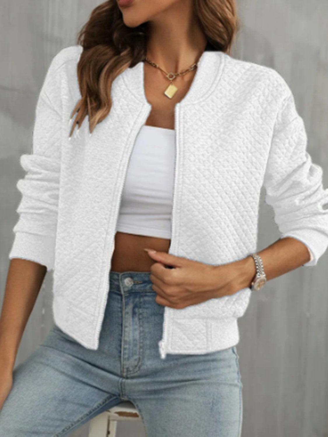 Get trendy with Zip Up Long Sleeve Jacket -  available at Styles Code. Grab yours today!