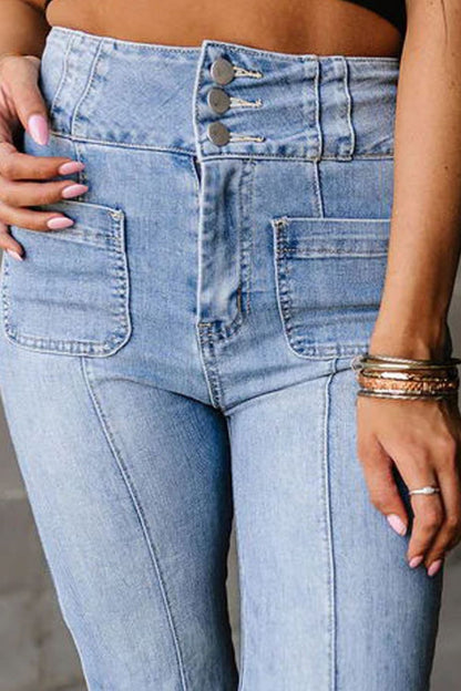 Get trendy with High Waist Bootcut Jeans - Jeans available at Styles Code. Grab yours today!