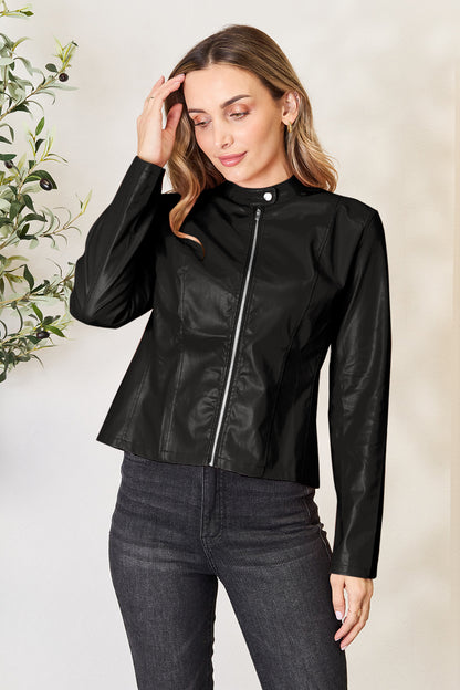 Get trendy with Mock Neck Zip Up Jacket - Jackets available at Styles Code. Grab yours today!