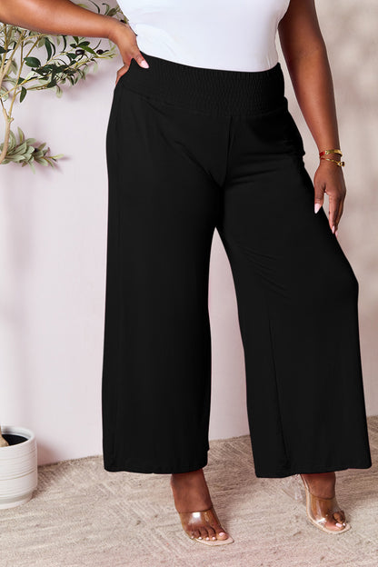 Get trendy with Full Size Smocked Wide Waistband Pants - Pants available at Styles Code. Grab yours today!