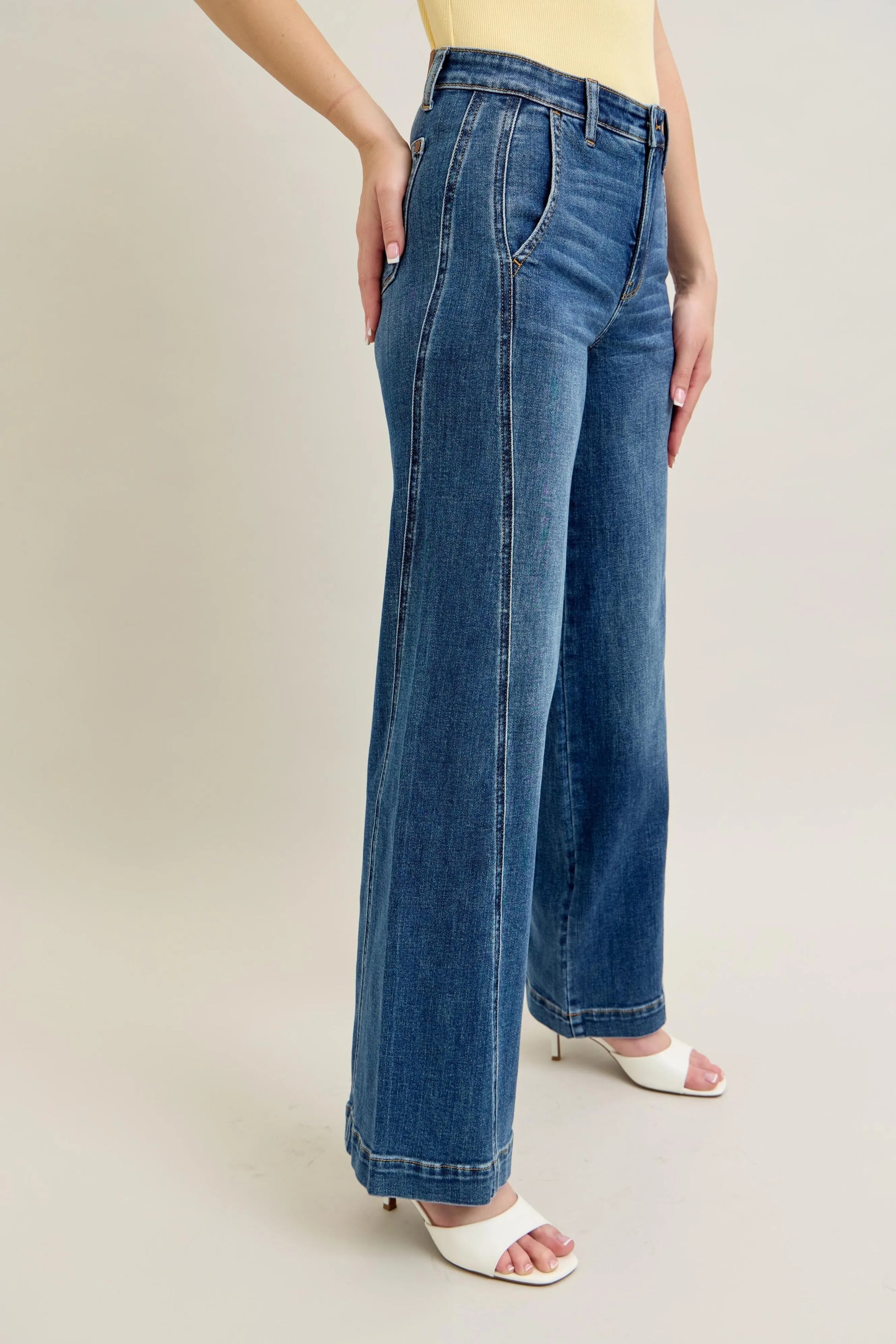 Get trendy with Full Size Wide Leg Jeans - Jeans available at Styles Code. Grab yours today!