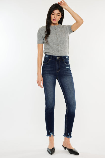 Get trendy with Kancan Full Size Cat's Whiskers Raw Hem High Waist Jeans -  available at Styles Code. Grab yours today!