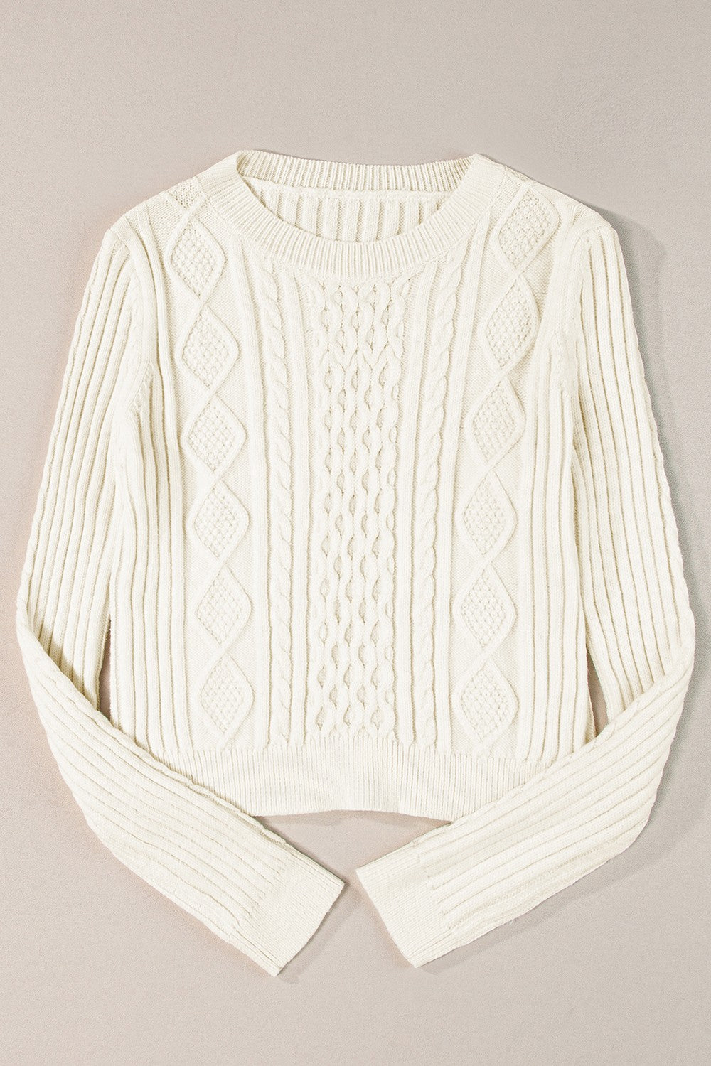 Get trendy with Cable-Knit Round Neck Sweater - Sweaters available at Styles Code. Grab yours today!