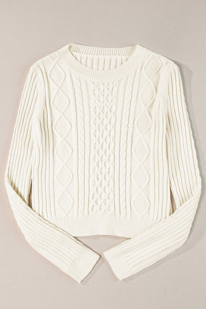 Get trendy with Cable-Knit Round Neck Sweater - Sweaters available at Styles Code. Grab yours today!