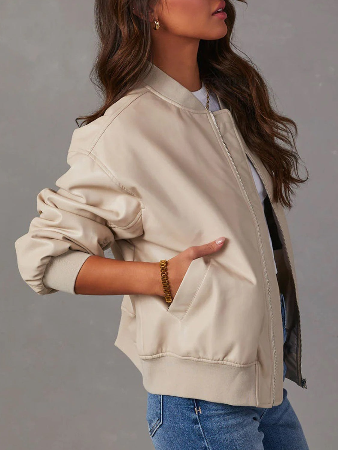 Get trendy with Zip Up Long Sleeve Jacket -  available at Styles Code. Grab yours today!