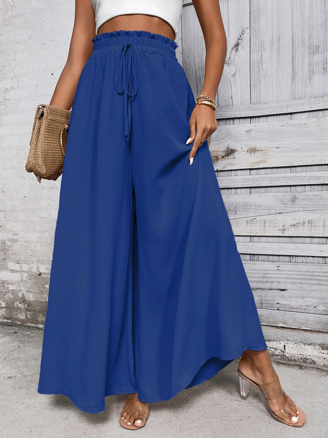 Get trendy with Honey Tied High Waist Wide Leg Pants - Pants available at Styles Code. Grab yours today!