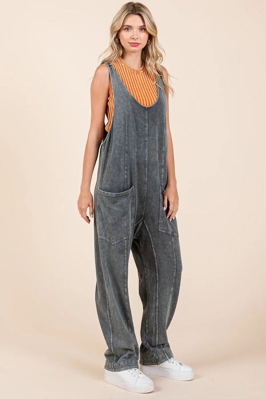 Get trendy with Relaxed Fit Sleeveless Jumpsuit - Jumpsuit available at Styles Code. Grab yours today!