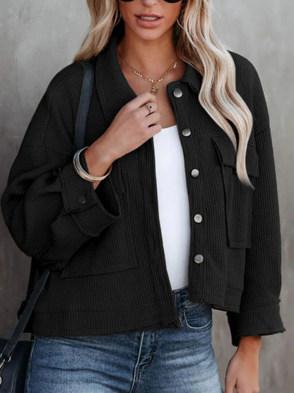 Get trendy with Button Up Long Sleeve Jacket -  available at Styles Code. Grab yours today!