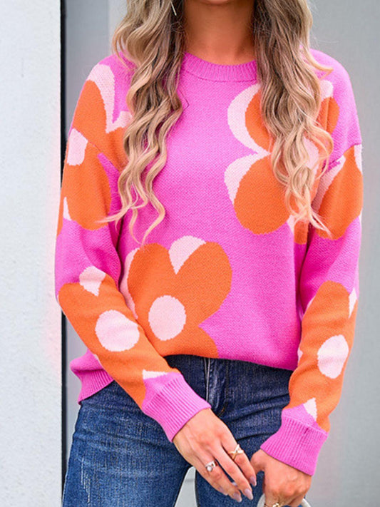 Get trendy with Angel Wings Flower Round Neck Sweater -  available at Styles Code. Grab yours today!
