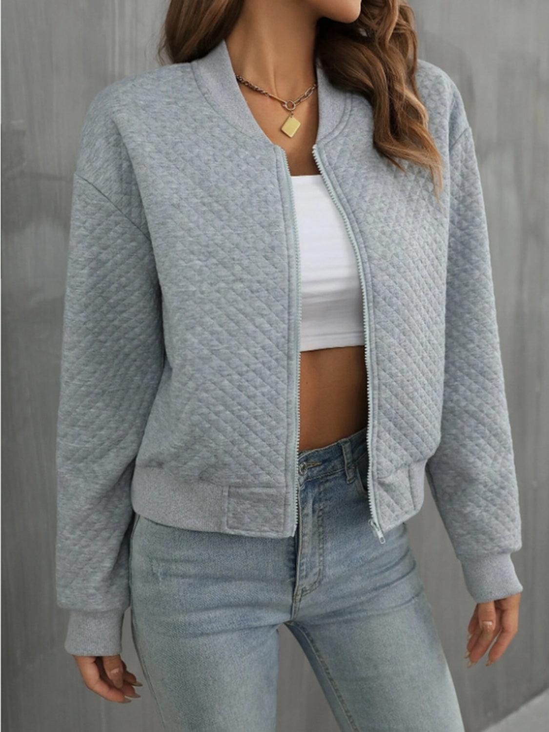 Get trendy with Zip Up Long Sleeve Jacket -  available at Styles Code. Grab yours today!