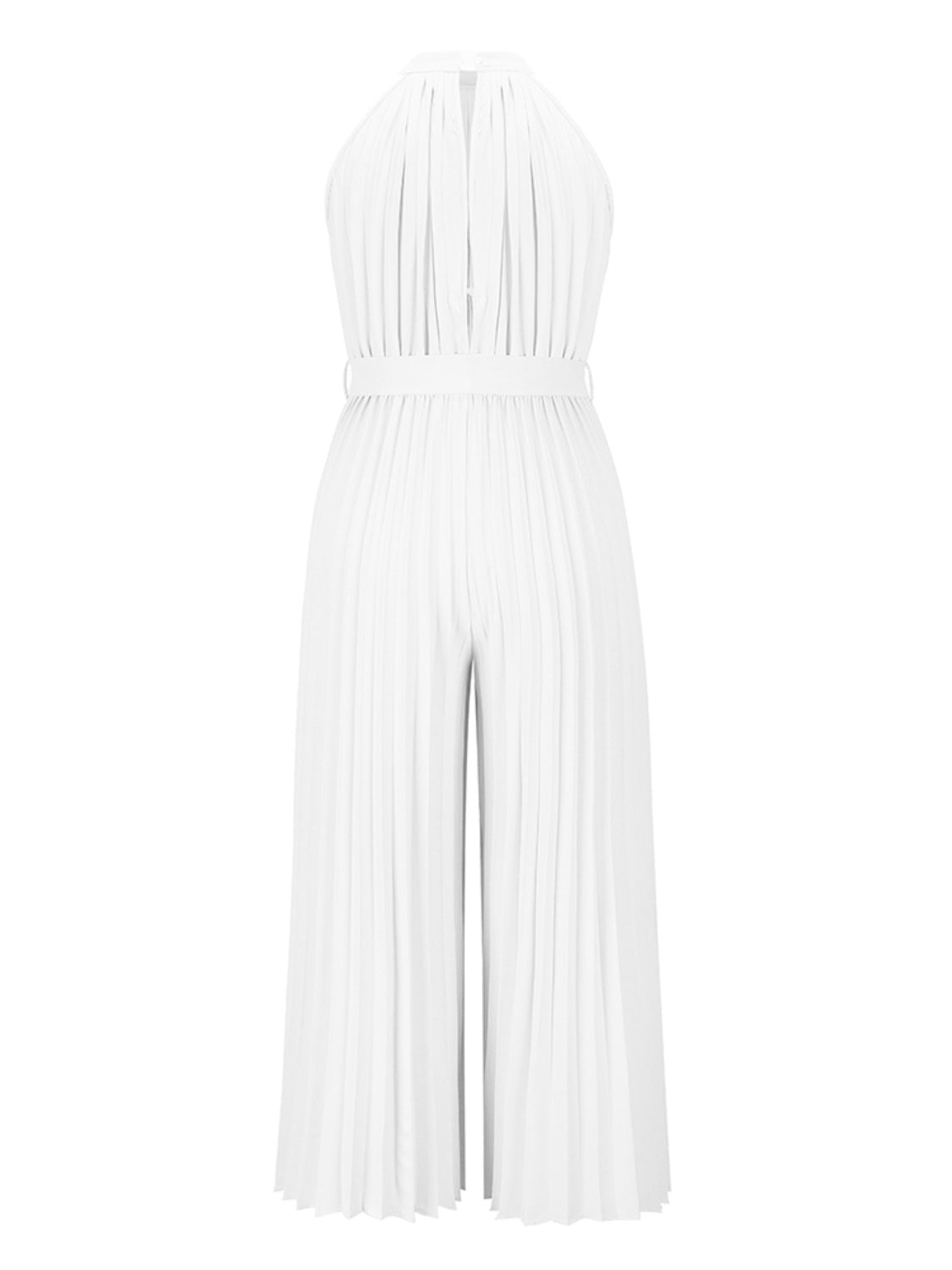 Get trendy with Cutout Tied Pleated Sleeveless Jumpsuit - Jumpsuit available at Styles Code. Grab yours today!