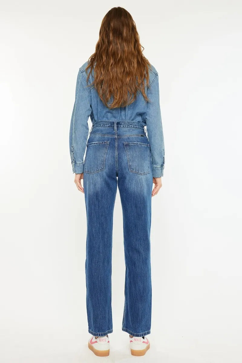 Get trendy with High Rise 90's Boyfriend Jeans - Jeans available at Styles Code. Grab yours today!
