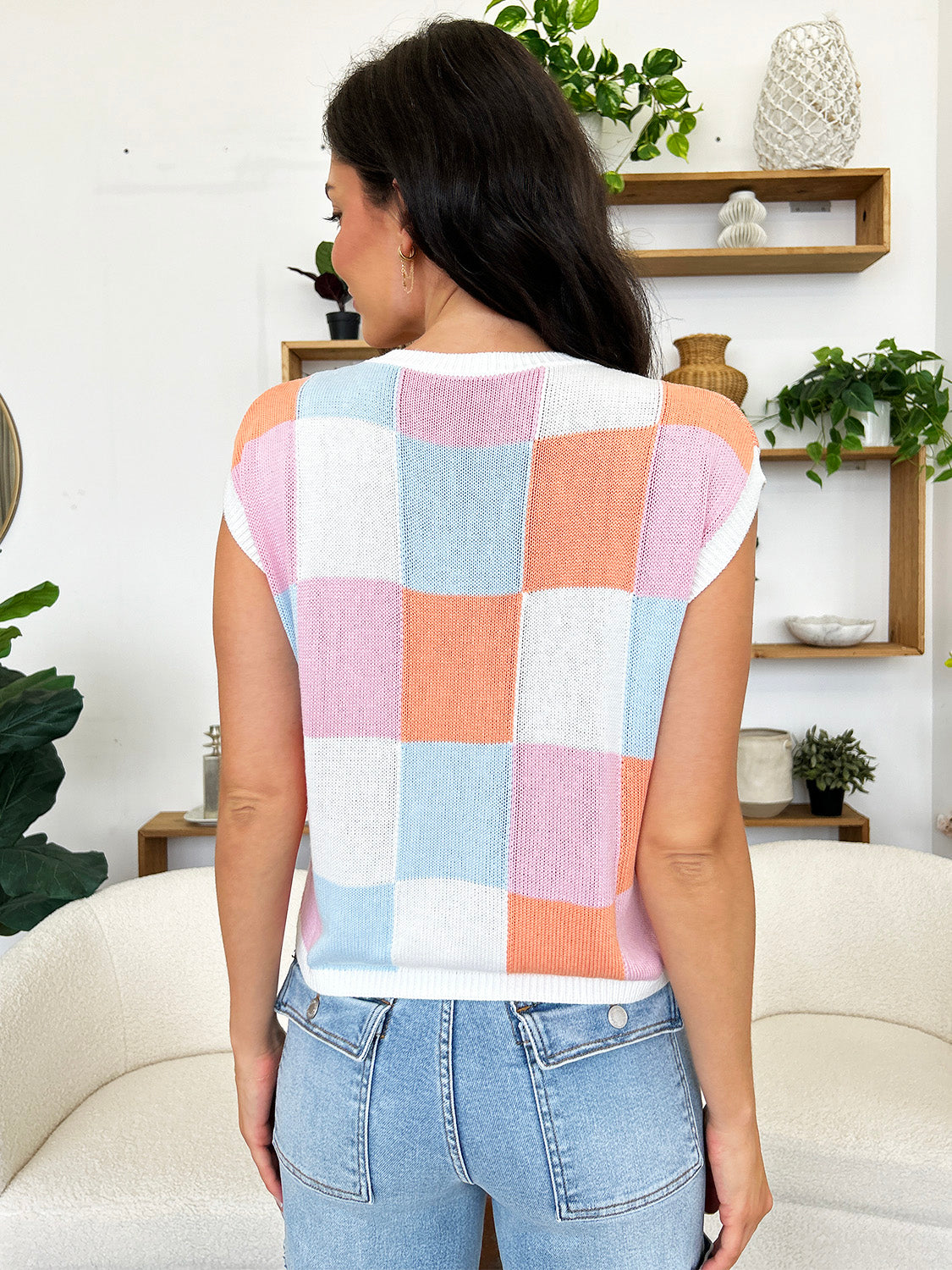 Get trendy with Color Block Round Neck Cap Sleeve Knit Top - Knit Top available at Styles Code. Grab yours today!