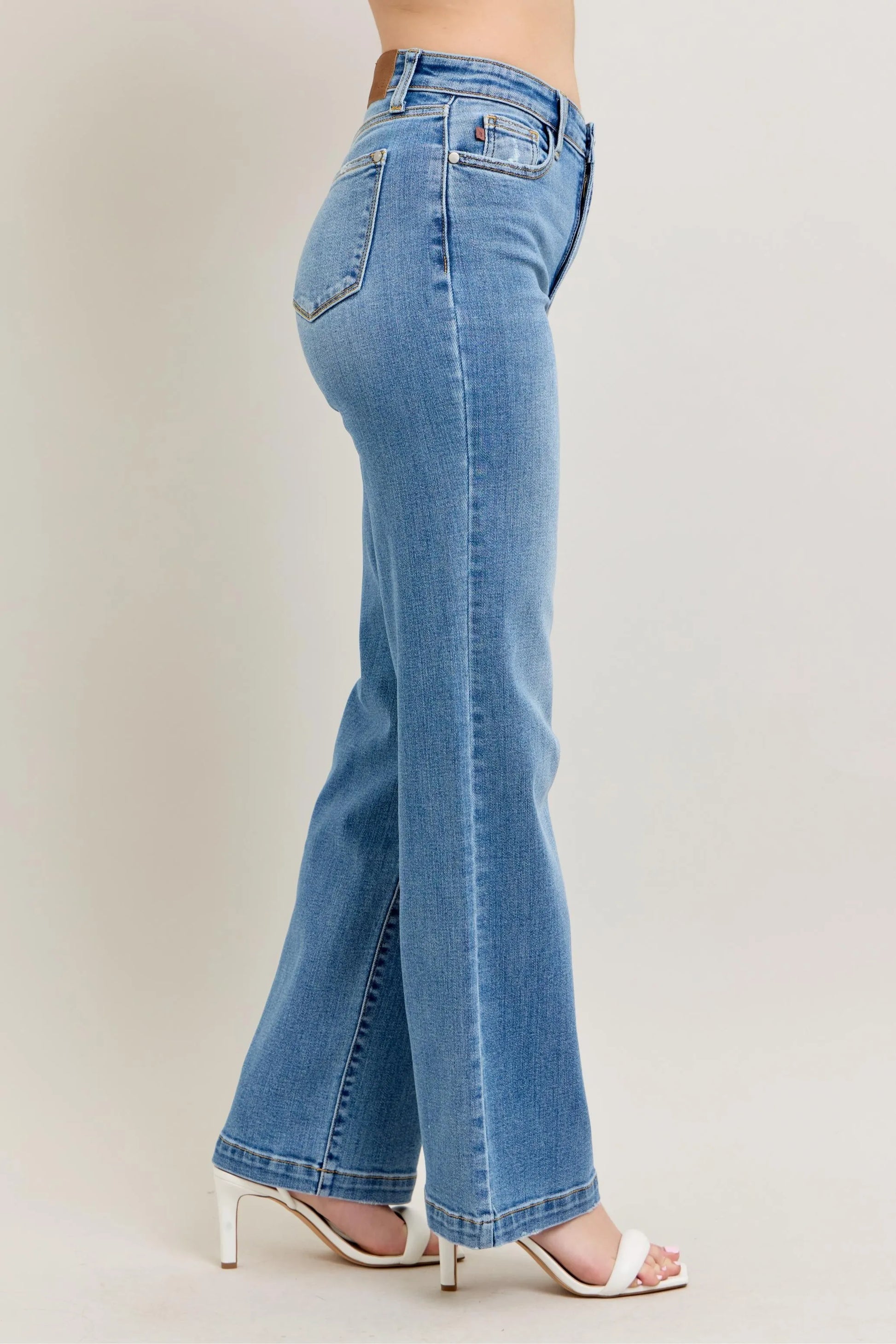 Get trendy with Full Size High Waist Straight Jeans - Jeans available at Styles Code. Grab yours today!