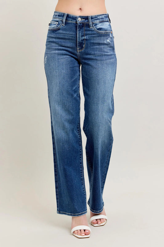 Get trendy with High Waist 90's Straight Leg Jean - Jeans available at Styles Code. Grab yours today!