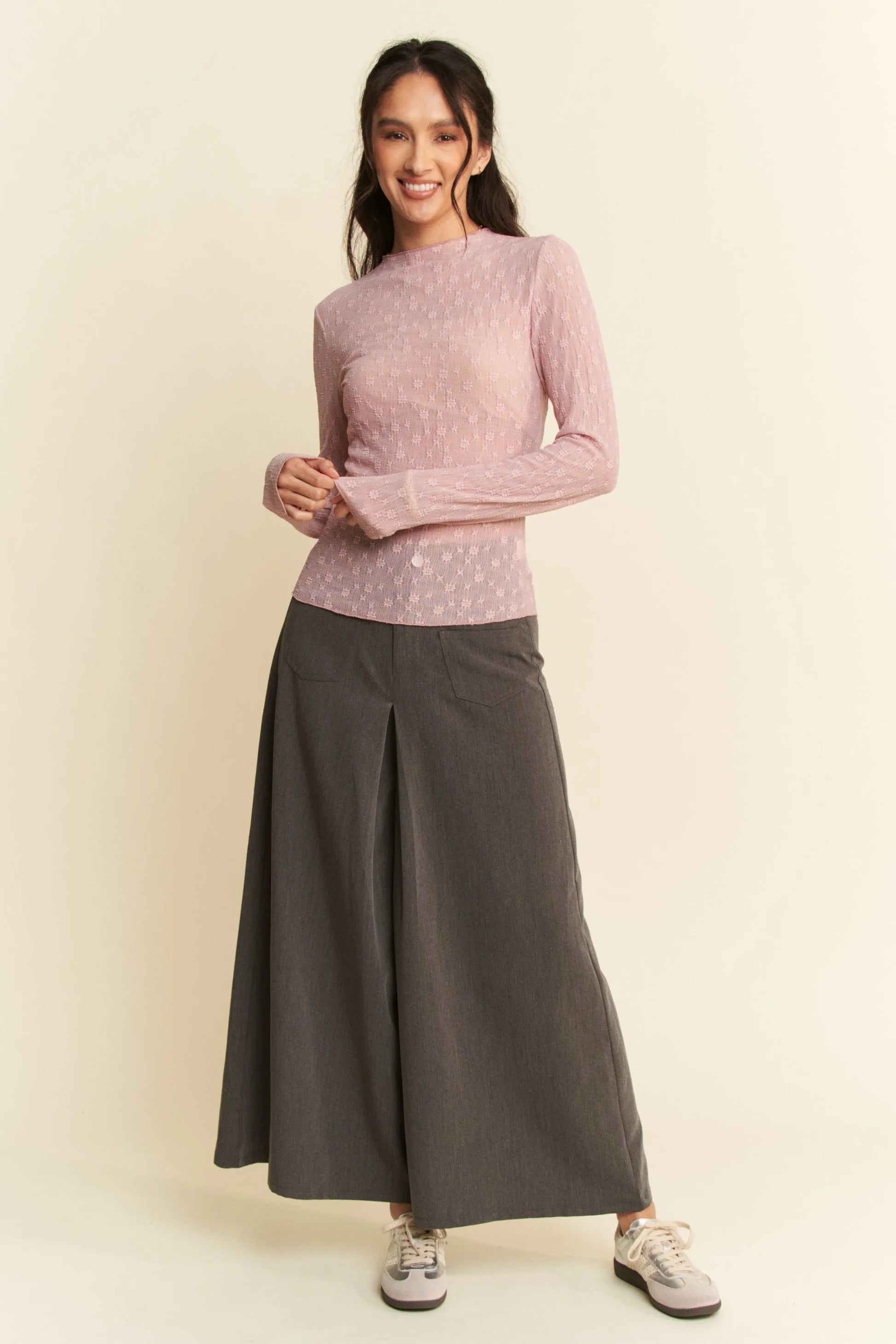 Get trendy with Long Sleeve Sheer Lace Top - Top available at Styles Code. Grab yours today!