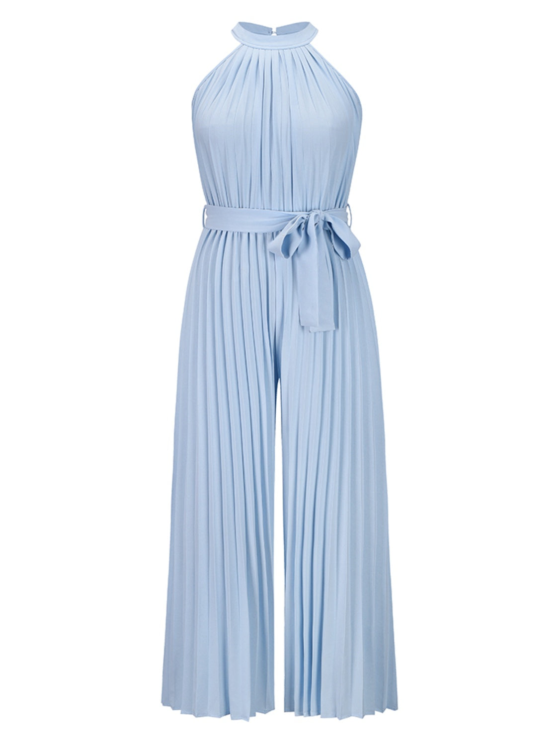 Get trendy with Cutout Tied Pleated Sleeveless Jumpsuit - Jumpsuit available at Styles Code. Grab yours today!