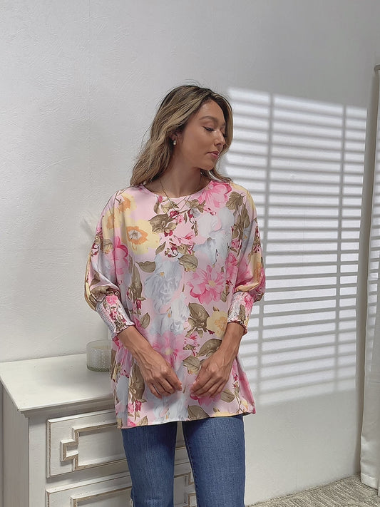 Floral Three-Quarter Sleeve Top