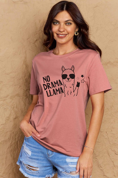 Get trendy with Full Size NO DRAMA LLAMA Graphic Cotton Tee - Graphic T-Shirts available at Styles Code. Grab yours today!