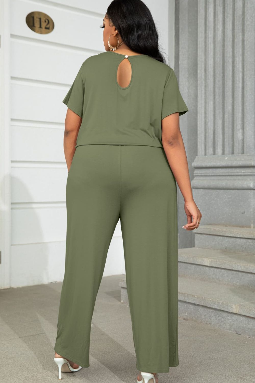 Get trendy with Plus Size Drawstring Waist Short Sleeve Jumpsuit - Plus size available at Styles Code. Grab yours today!