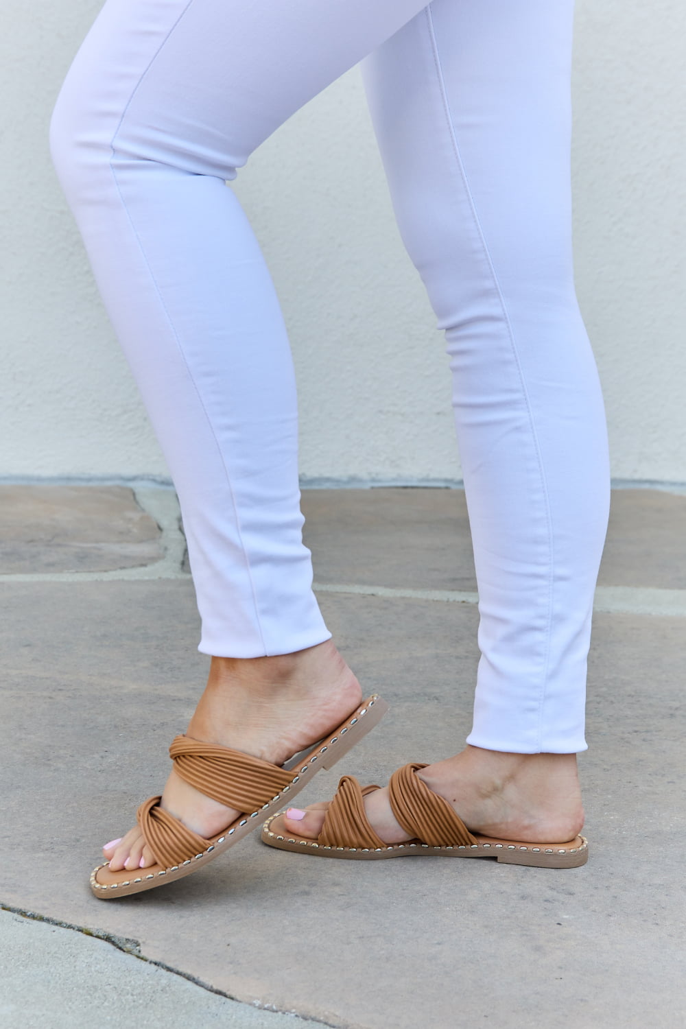 Get trendy with Qupid Summertime Fine Double Strap Twist Sandals - Shoes available at Styles Code. Grab yours today!