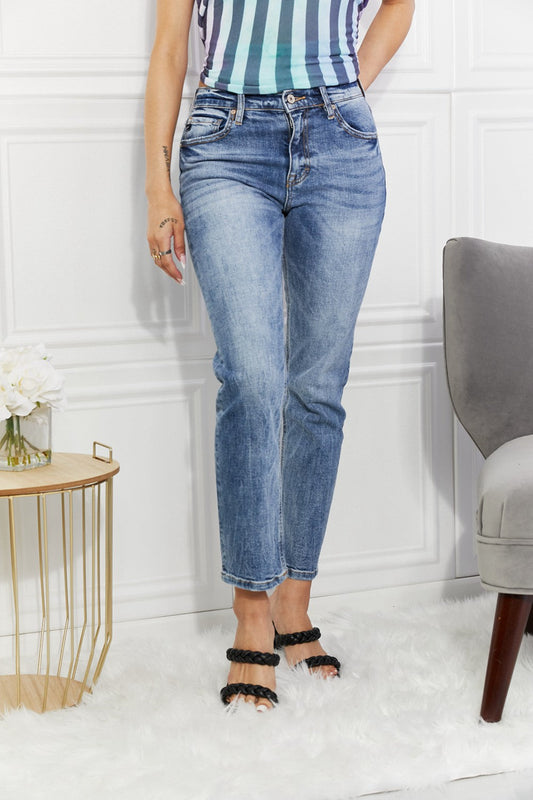 Get trendy with Kancan Full Size Amara High Rise Slim Straight Jeans - Jeans available at Styles Code. Grab yours today!