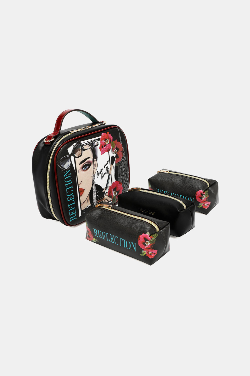 Get trendy with Nicole Lee USA Printed Handbag with Three Pouches - Bags available at Styles Code. Grab yours today!