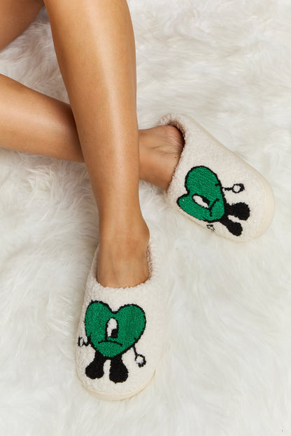 Get trendy with Melody Love Heart Print Plush Slippers - Shoes available at Styles Code. Grab yours today!