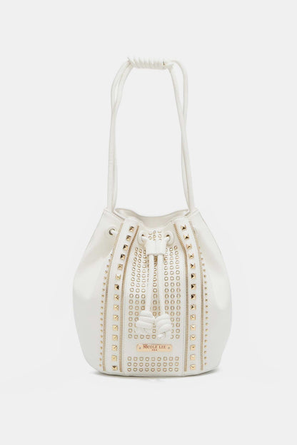 Get trendy with Nicole Lee USA Amy Studded Bucket Bag - Bags available at Styles Code. Grab yours today!