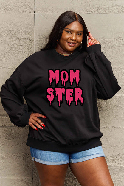 Get trendy with Simply Love Full Size MOM STER Graphic Sweatshirt - Halloween Clothes available at Styles Code. Grab yours today!