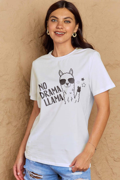 Get trendy with Full Size NO DRAMA LLAMA Graphic Cotton Tee - Graphic T-Shirts available at Styles Code. Grab yours today!