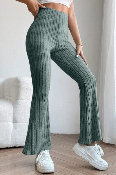 Get trendy with Basic Bae Full Size Ribbed High Waist Flare Pants -  available at Styles Code. Grab yours today!