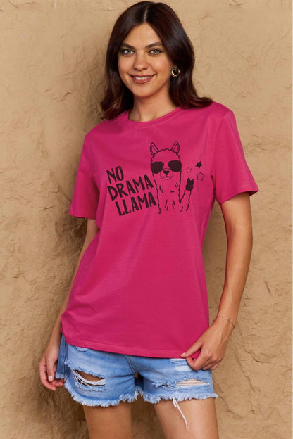 Get trendy with Full Size NO DRAMA LLAMA Graphic Cotton Tee - Graphic T-Shirts available at Styles Code. Grab yours today!