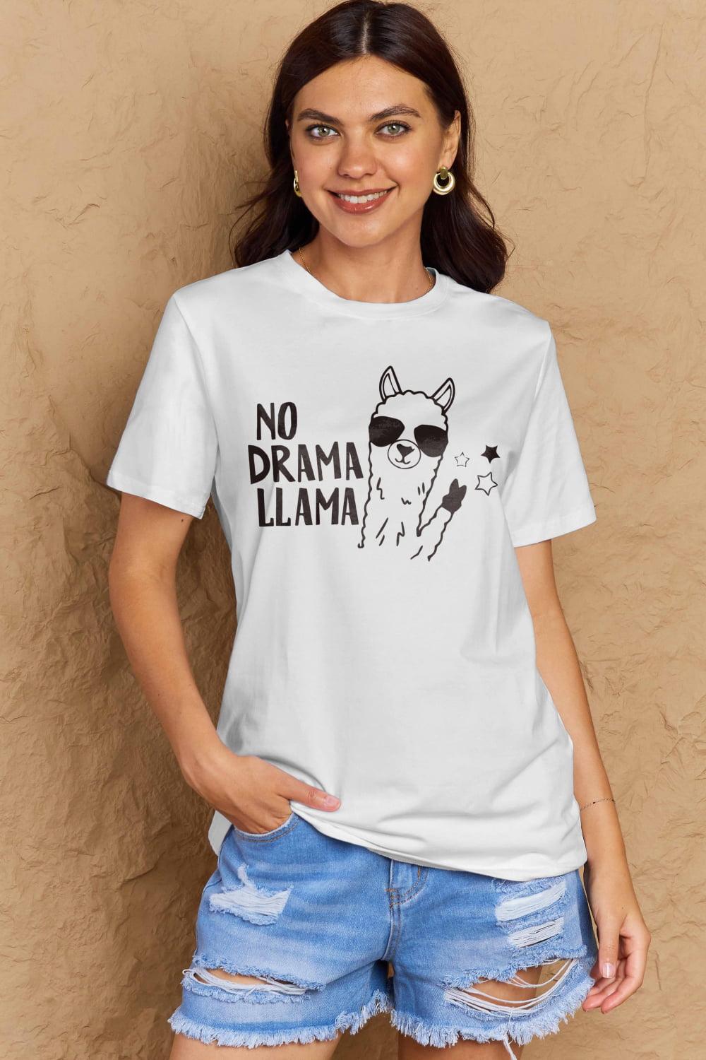 Get trendy with Full Size NO DRAMA LLAMA Graphic Cotton Tee - Graphic T-Shirts available at Styles Code. Grab yours today!