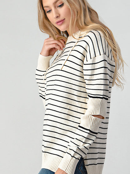 Get trendy with Striped Cutout Slit Sweater - Tops available at Styles Code. Grab yours today!