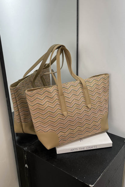 Get trendy with Chevron Straw Tote Bag - Bags available at Styles Code. Grab yours today!