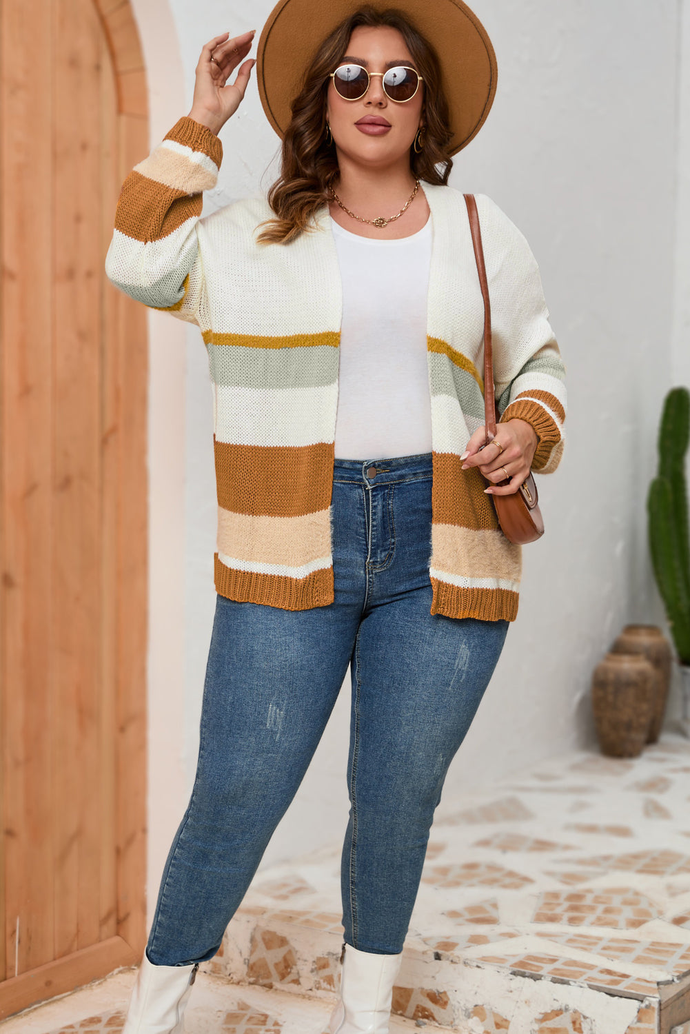 Get trendy with Plus Size Color Block Long Sleeve Cardigan - Cardigans available at Styles Code. Grab yours today!