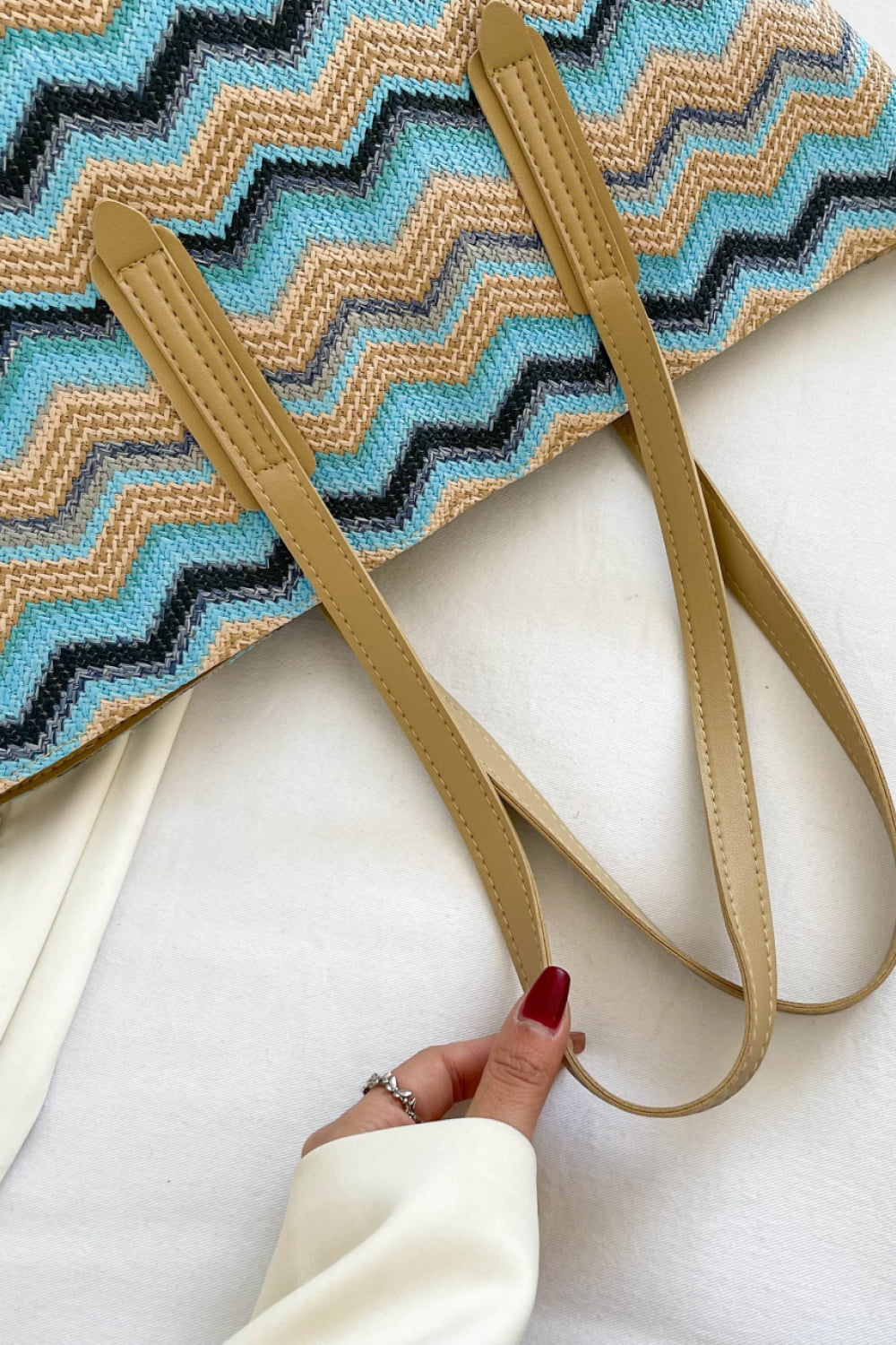 Get trendy with Chevron Straw Tote Bag - Bags available at Styles Code. Grab yours today!