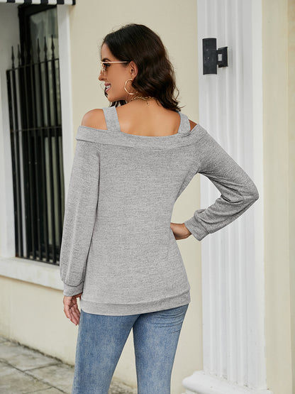 Get trendy with Cold Shoulder Cutout Square Neck Blouse - Tops available at Styles Code. Grab yours today!