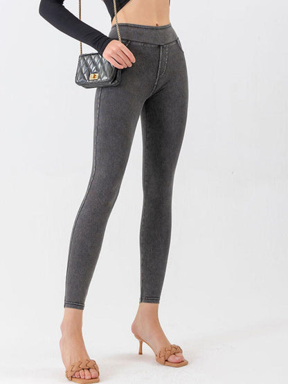 Get trendy with High Waist Cropped Jeans - Jeans available at Styles Code. Grab yours today!