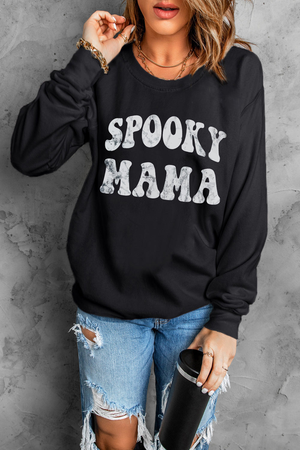 Get trendy with SPOOKY MAMA Graphic Sweatshirt - Halloween Clothes available at Styles Code. Grab yours today!