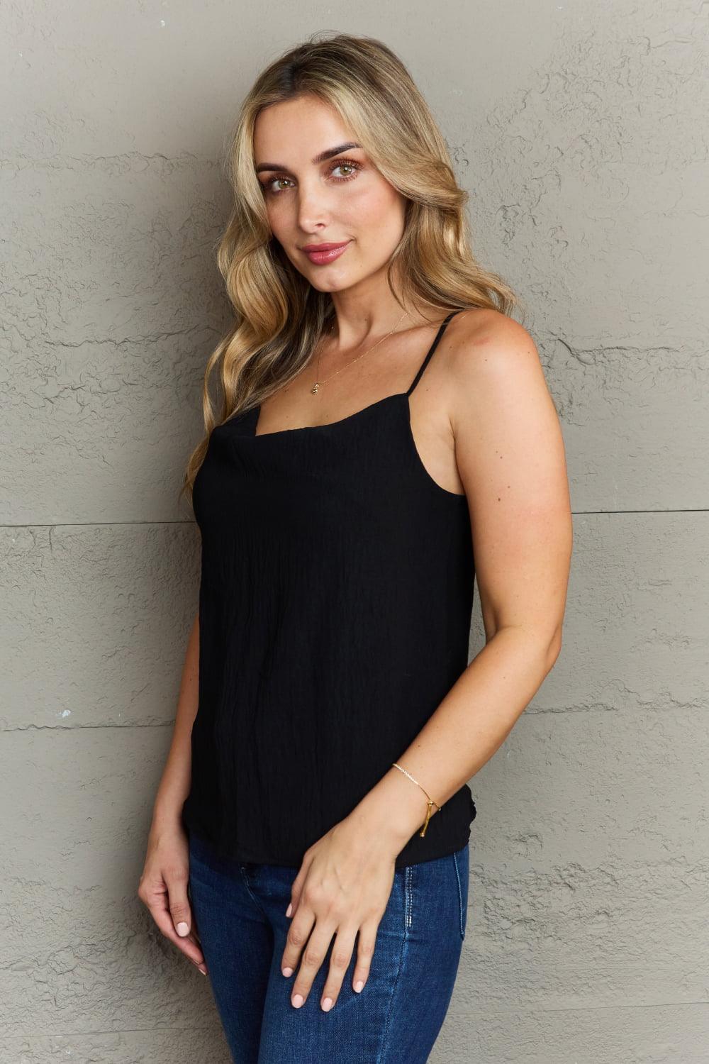 Get trendy with FOR THE WEEKEND Loose Fit Cami in Black -  available at Styles Code. Grab yours today!