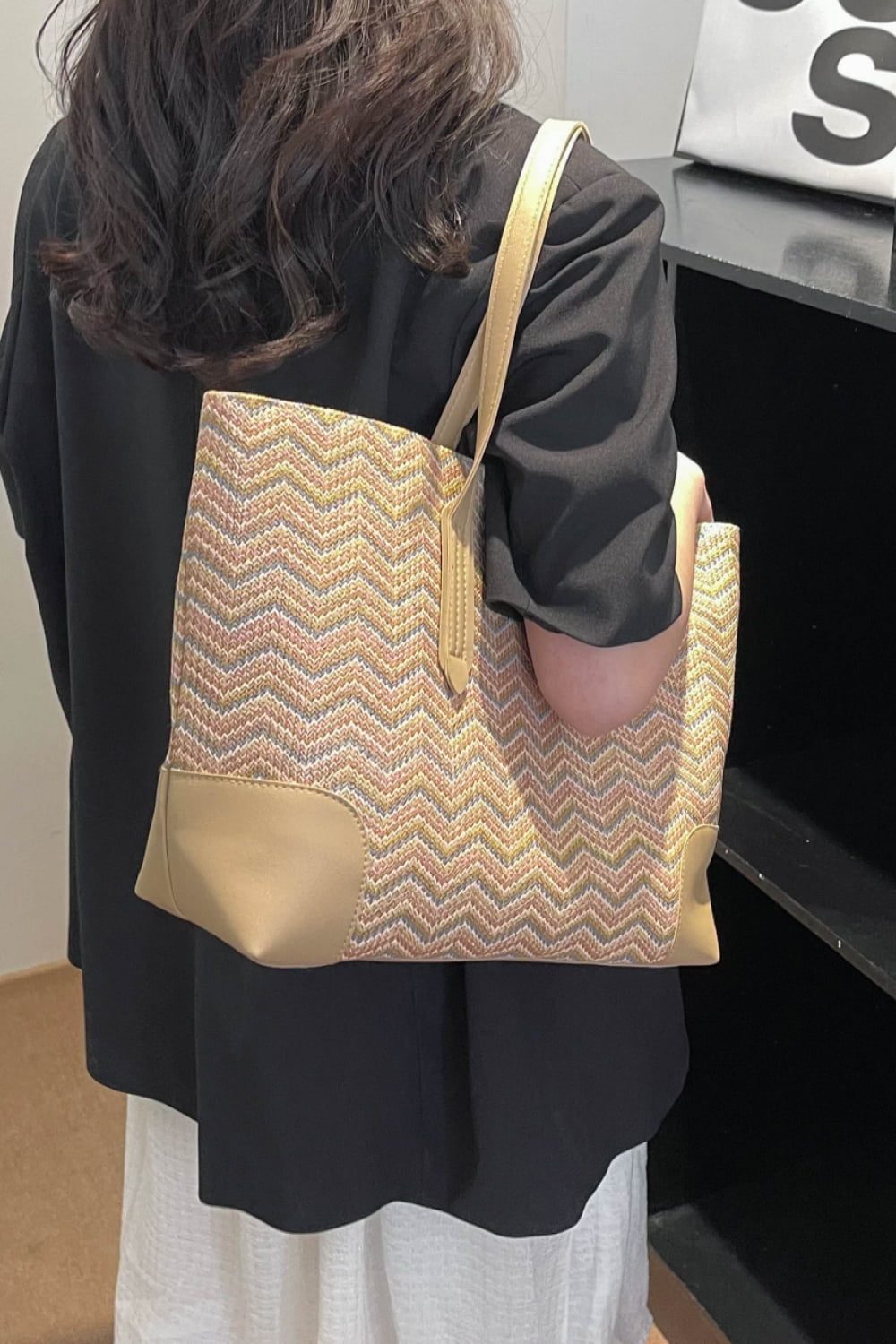 Get trendy with Chevron Straw Tote Bag - Bags available at Styles Code. Grab yours today!